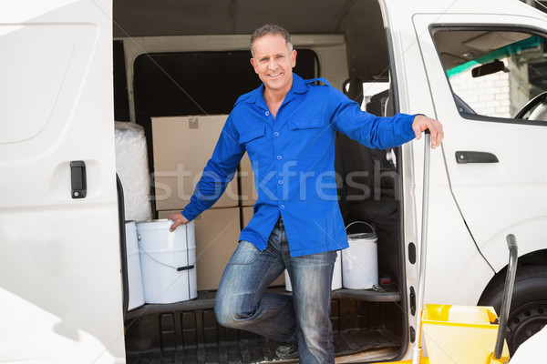 Reinigung Bevollmächtigter lächelnd Kamera van Business Stock foto © wavebreak_media