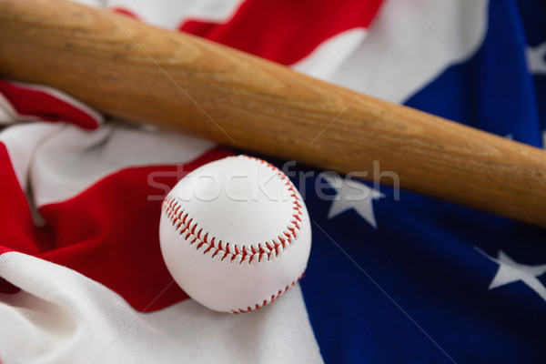 Beysbol sopası top amerikan bayrağı spor mavi Stok fotoğraf © wavebreak_media