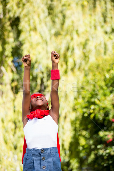Aranyos lány visel jelmez dob felfelé Stock fotó © wavebreak_media