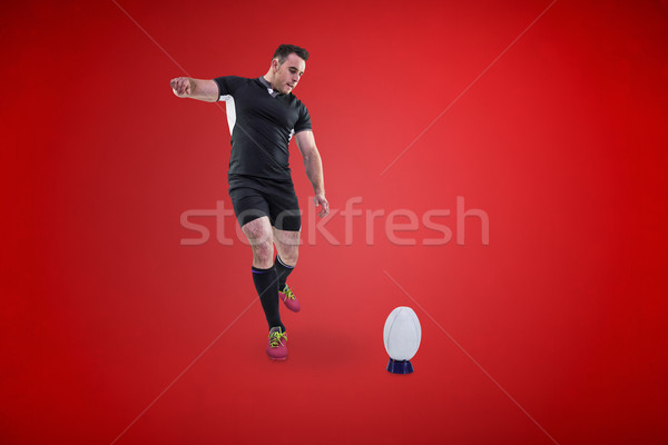 Stock foto: Bild · Rugby · Spieler · Ball