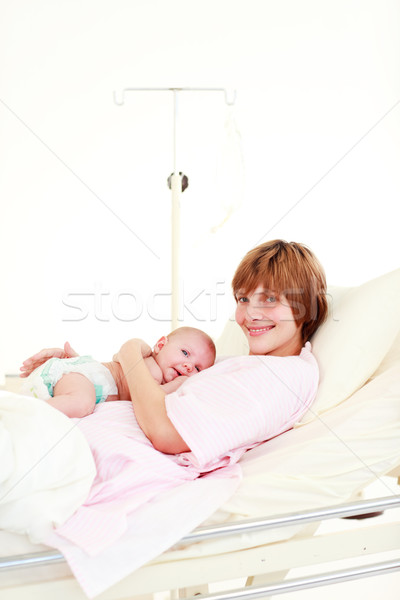 Patient with newborn baby in bed with copy-space Stock photo © wavebreak_media