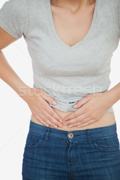 女子 腹部的 疼痛 白 牛仔褲 女 商業照片 © wavebreak_media