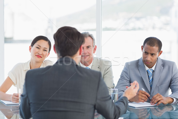 Kandidaat sollicitatiegesprek kantoor vergadering pen zakenman Stockfoto © wavebreak_media