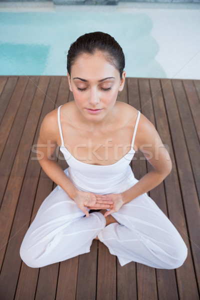 Vreedzaam brunette witte vergadering lotus pose Stockfoto © wavebreak_media