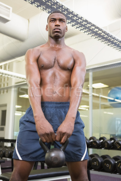 Foto stock: Sin · camisa · muscular · hombre · campana