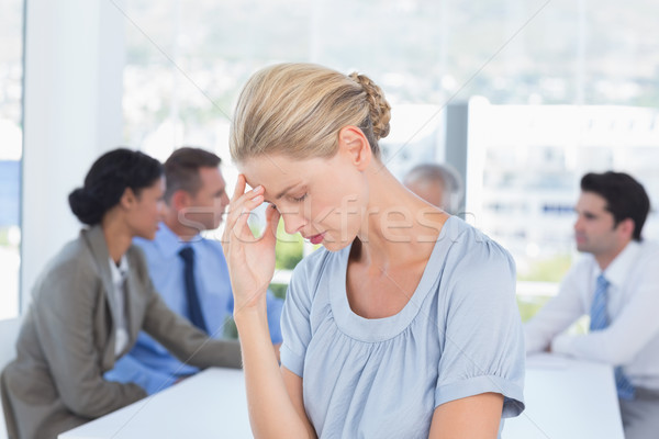 Stock foto: Enttäuscht · Geschäftsfrau · Team · Büro · Sitzung · Geschäftsleute