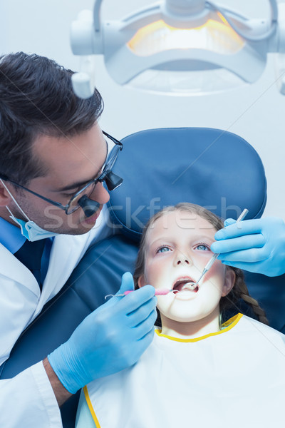 Male dentist examining girls teeth Stock photo © wavebreak_media