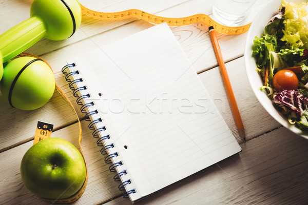 Notepad ahşap masa su gıda sağlık Stok fotoğraf © wavebreak_media