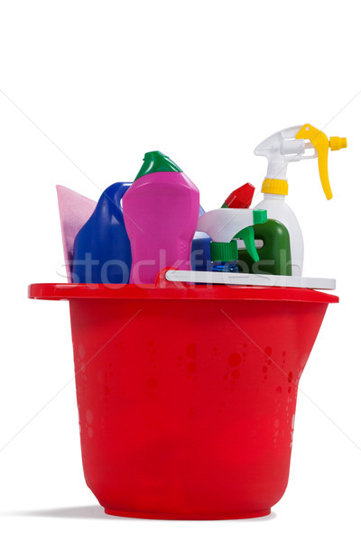 Various household cleaning supplies in a bucket Stock photo © wavebreak_media
