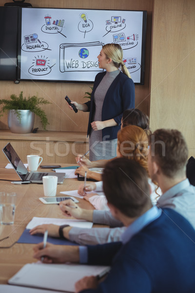 Сток-фото: деловая · женщина · коллеги · заседание · женщину · человека