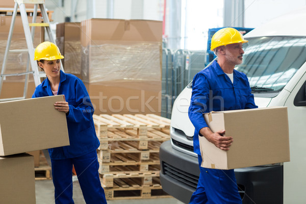 Stockfoto: Levering · werknemers · karton · dozen · business · vrouw