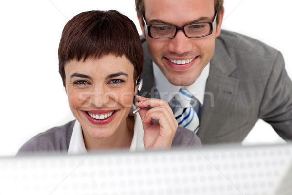 Stockfoto: Manager · werk · witte · computer · vrouw