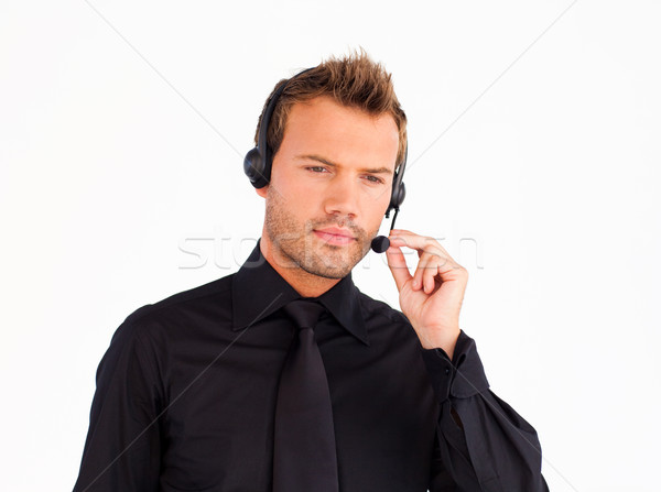 Figyelmes ügyfélszolgálat képviselő férfi fehér üzlet Stock fotó © wavebreak_media
