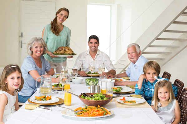 Familie Essen Esstisch Porträt glücklich Haus Stock foto © wavebreak_media