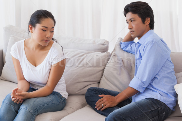 Stock photo: Couple not talking after a dispute on the sofa