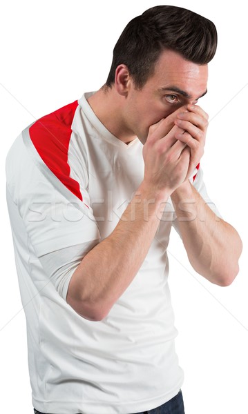 Teleurgesteld voetbal fan naar beneden te kijken witte sport Stockfoto © wavebreak_media