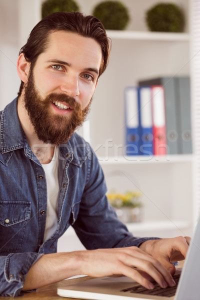 Foto stock: Empresário · trabalhando · secretária · escritório · computador