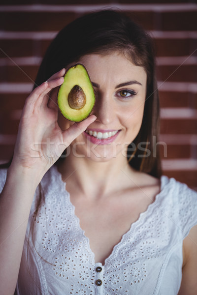 [[stock_photo]]: Femme · fraîches · avocat · rouge · brique