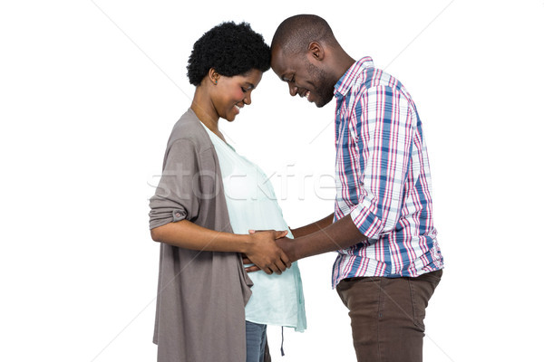 Férfi megérint terhes gyomor fehér szeretet Stock fotó © wavebreak_media