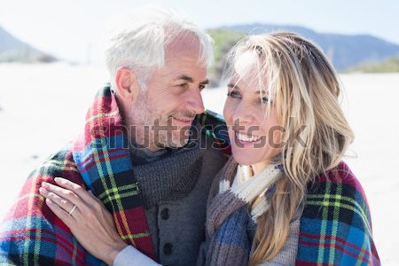 Couple de personnes âgées rose vin rouge verres plage [[stock_photo]] © wavebreak_media