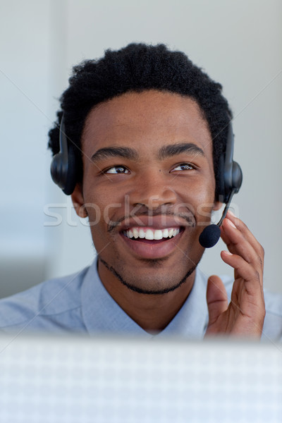 бизнесмен Call Center рабочих компьютер стороны телефон Сток-фото © wavebreak_media
