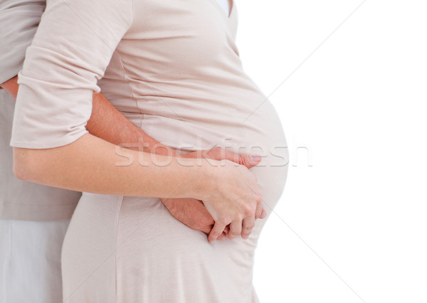 Primo piano donna incinta isolato bianco famiglia baby Foto d'archivio © wavebreak_media