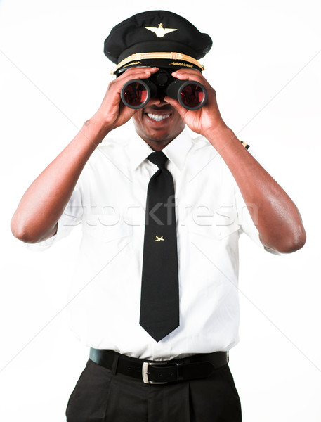 Pilote regarder jumelles affaires main costume [[stock_photo]] © wavebreak_media