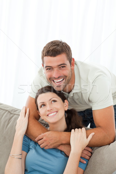 Retrato afetuoso homem namorada sala de estar casa Foto stock © wavebreak_media