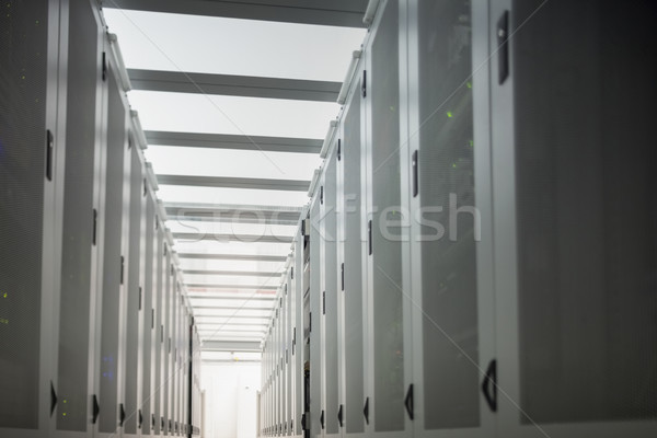 Stock photo: Hallway with a row of data stores