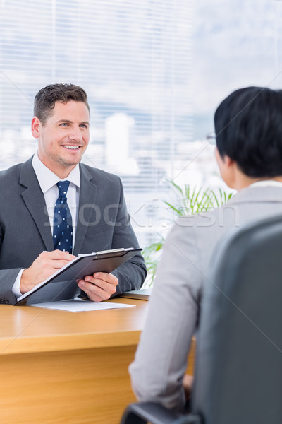 Kandidaat sollicitatiegesprek mannelijke kantoor vergadering gelukkig Stockfoto © wavebreak_media
