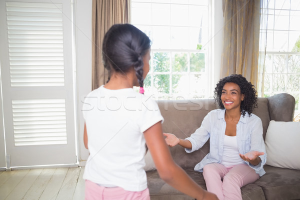 Foto stock: Bastante · mãe · sessão · abrir · brasão · filha