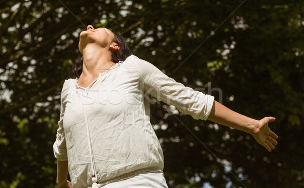 Spokojny brunetka słońca parku szczęśliwy Zdjęcia stock © wavebreak_media