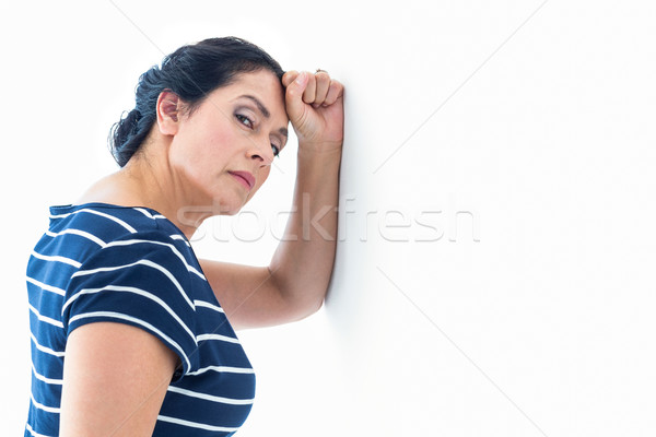 [[stock_photo]]: Triste · femme · mur · blanche · Homme