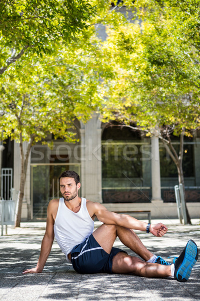 英俊 運動員 腿 地面 城市 商業照片 © wavebreak_media