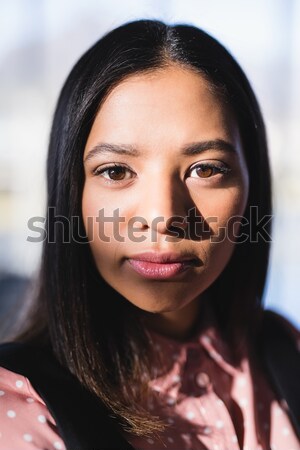 若い女性 隠蔽 後ろ ビニール レンガの壁 ファッション ストックフォト © wavebreak_media