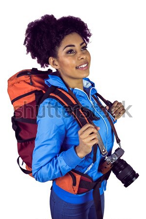 Portret jonge vrouw rugzak witte meisje schoonheid Stockfoto © wavebreak_media