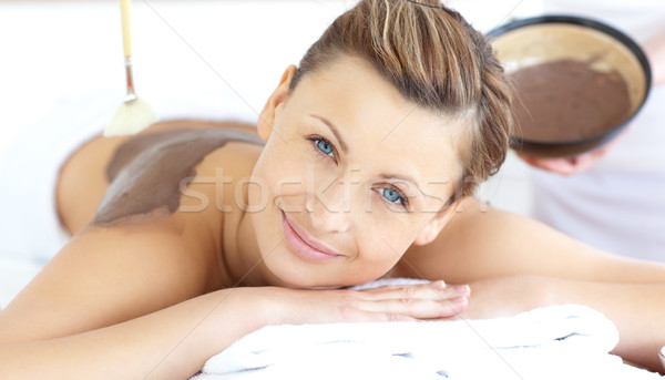 Mooie vrouw genieten modder behandeling spa centrum Stockfoto © wavebreak_media