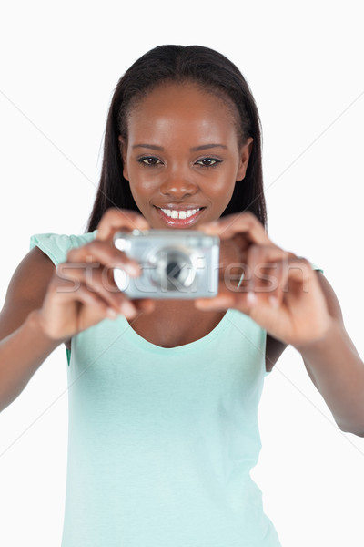 Souriant jeune femme blanche fille fond [[stock_photo]] © wavebreak_media