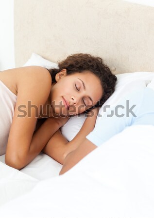 Stockfoto: Sereen · vrouw · slapen · witte · gezicht · model