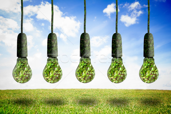 Five light bulbs hanging Stock photo © wavebreak_media