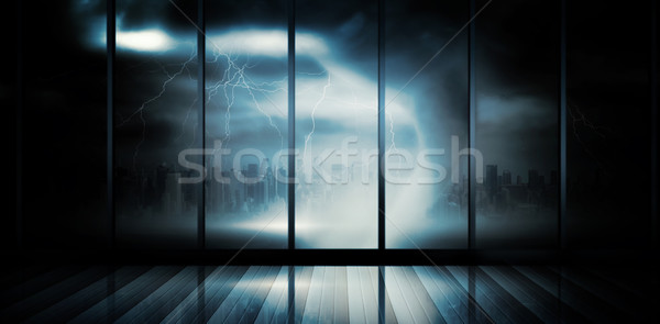 Room with large window looking on city Stock photo © wavebreak_media