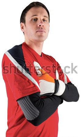 Stock photo: Goalkeeper in red looking at camera