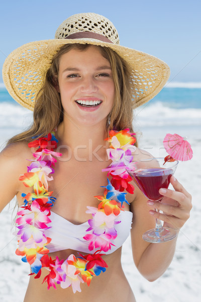 Foto stock: Bastante · sonriendo · floral · guirnalda