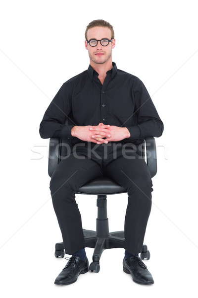 Rufa biznesmen posiedzenia krzesło biurowe biały działalności Zdjęcia stock © wavebreak_media