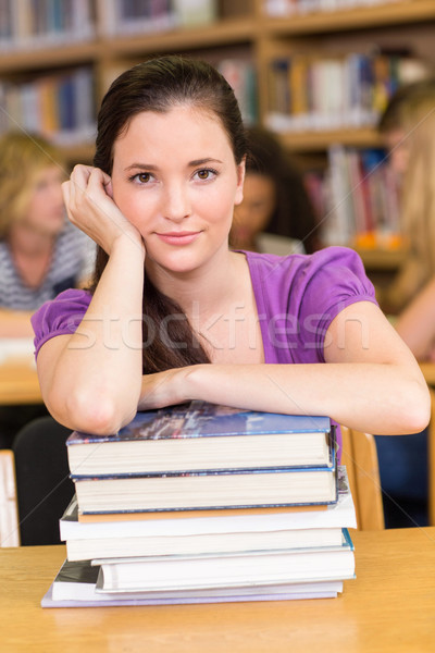 Portre kadın öğrenci kütüphane oturma kız Stok fotoğraf © wavebreak_media