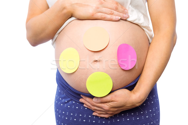 Terhes nő matricák dudorodás fehér egészség női Stock fotó © wavebreak_media