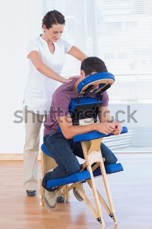 Stockfoto: Vrouw · nek · massage · medische · kantoor · handen