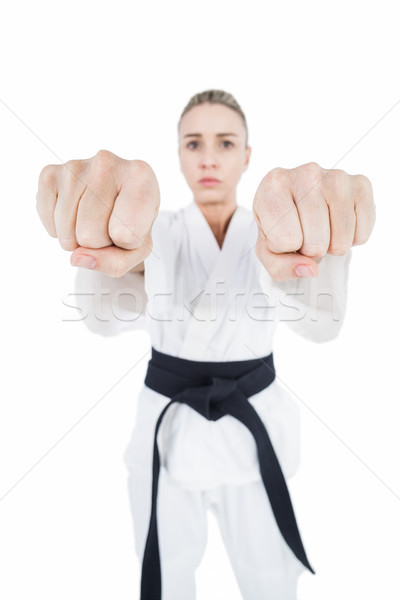 Stockfoto: Vrouwelijke · atleet · oefenen · judo · witte · vrouw