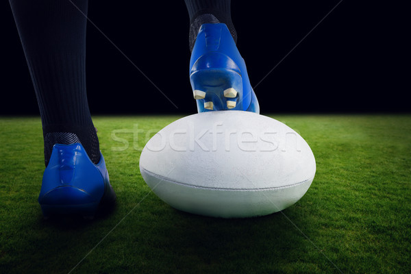 Stockfoto: Afbeelding · rugby · speler · poseren · voeten