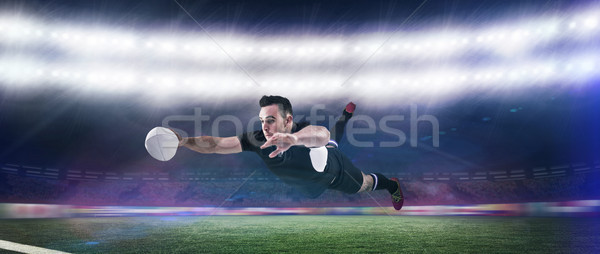 [[stock_photo]]: Image · rugby · joueur · stade · herbe